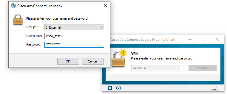 username and password